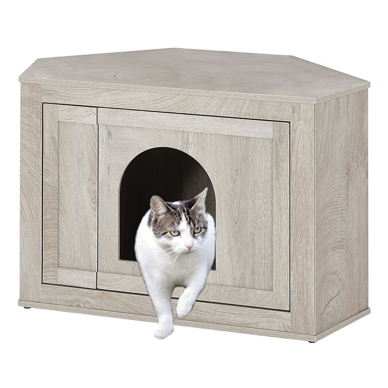 Archie Oscar Evesham Furniture Corner Cat Litter Box Enclosure Litter Box Hidden Cat House Privacy Cat Washroom Perfect For Limited Room Wayfair